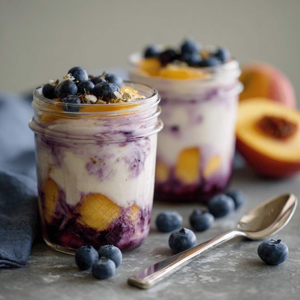Blueberry Peach Yogurt Jars Recipe - Recipe Image