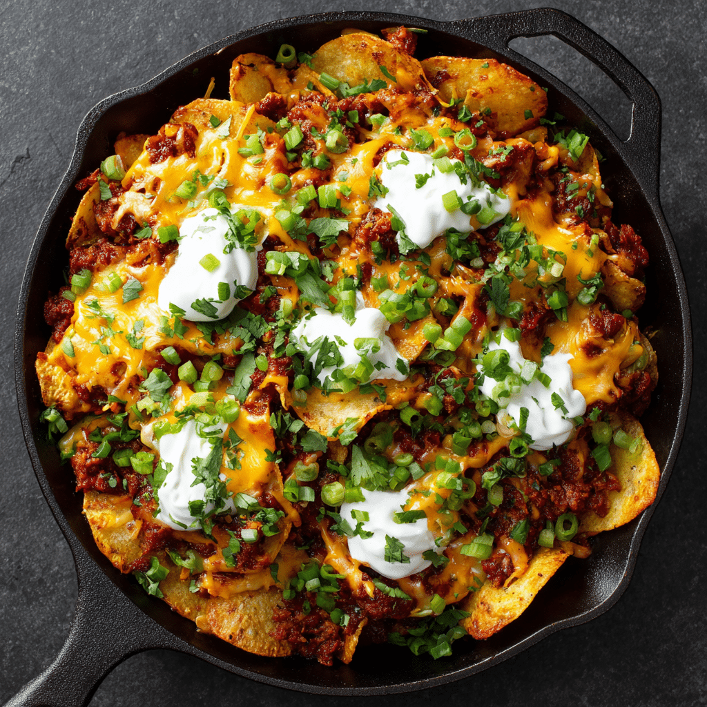 Chili Cheese Potato Nachos Recipe