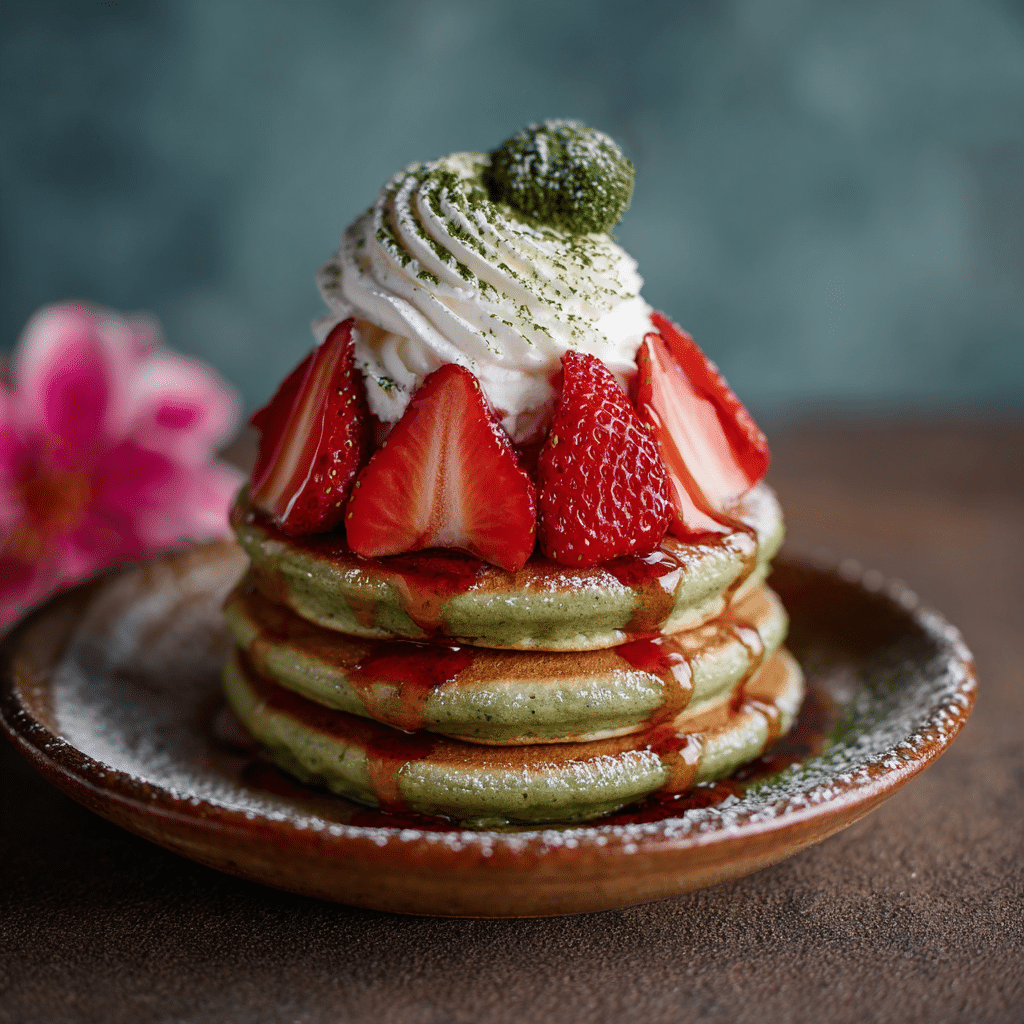 Strawberry Matcha Pancake Stack Recipe - Recipe Image