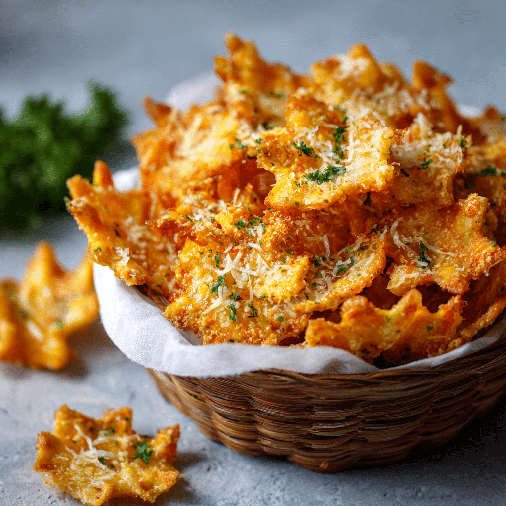 Cheesy Pasta Chips Recipe - Recipe Image