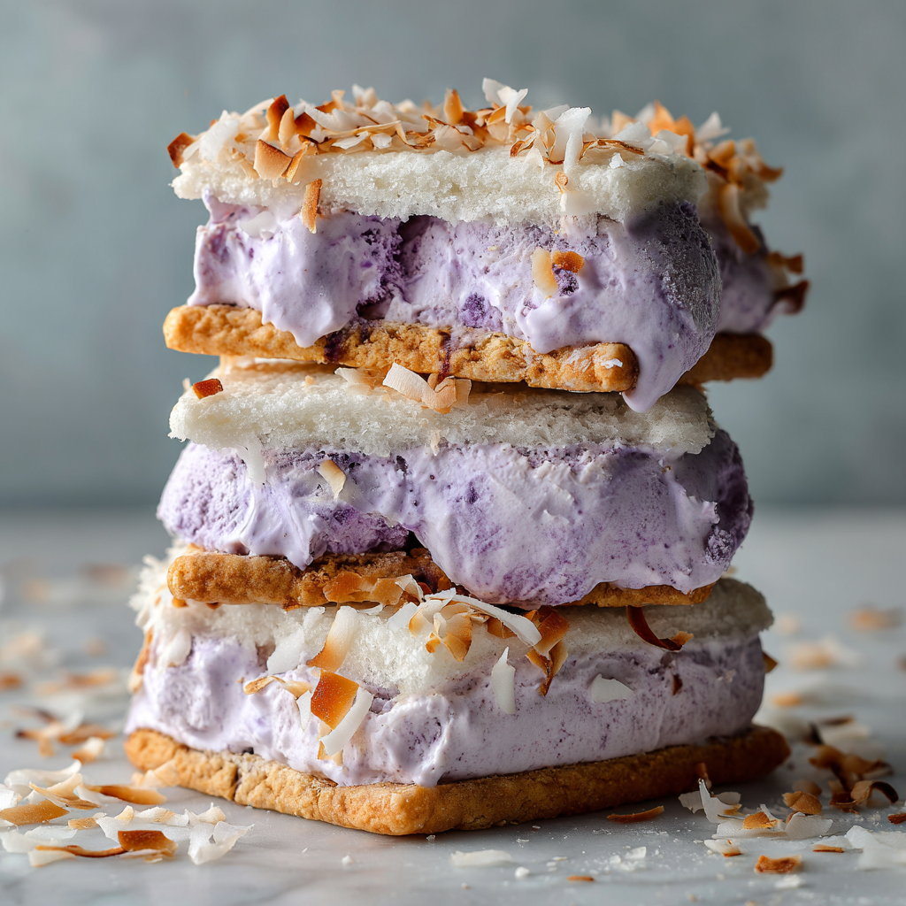 Ube Coconut Ice Cream Sandwich Recipe - Recipe Image