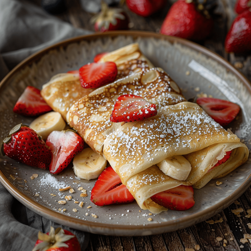 Banana Strawberry Crepe Rolls Recipe - Recipe Image