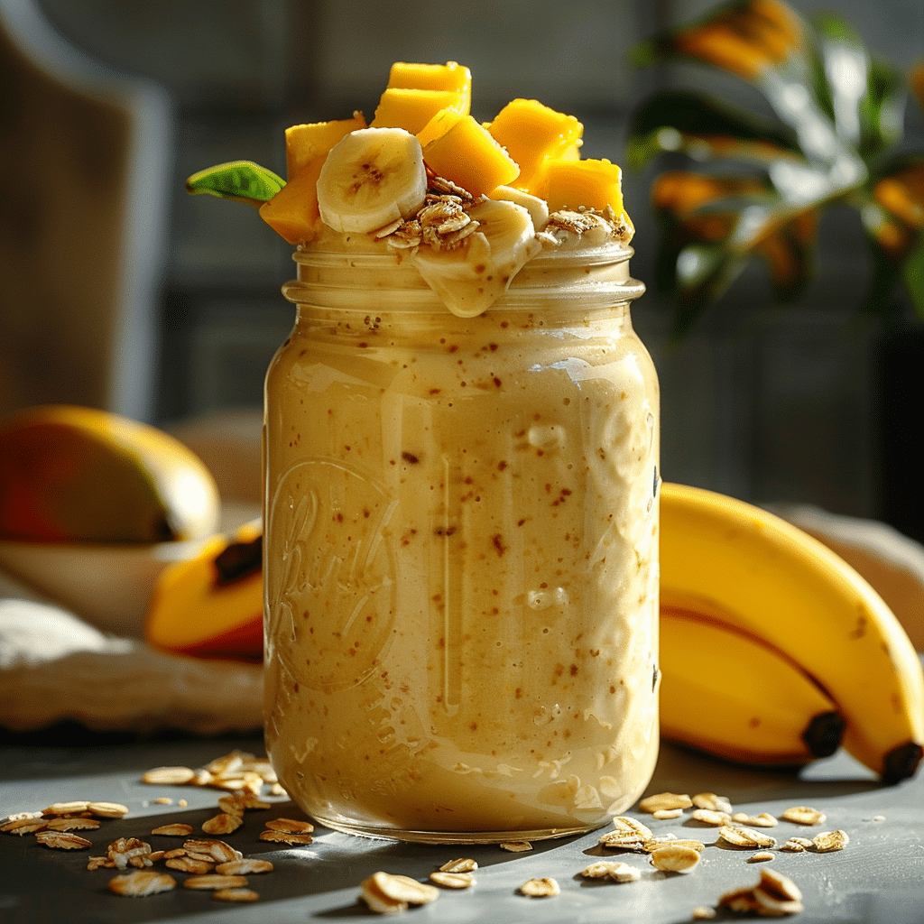 Mango Banana Oat Smoothie Recipe - Recipe Image